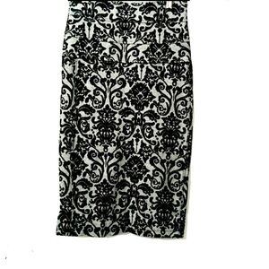 Y2K Jolt Long Pencil Skirt Damascus Print Knit Fabric Elastic Waistline Sz XS